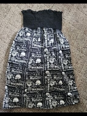 RARE Y2K Metal Mulisha Black Strapless Moto Tube Dress